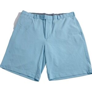 Peter Millar Wicking‎ Shorts Men's 38 Chino Blue Pockets Logo Golf Flat Front